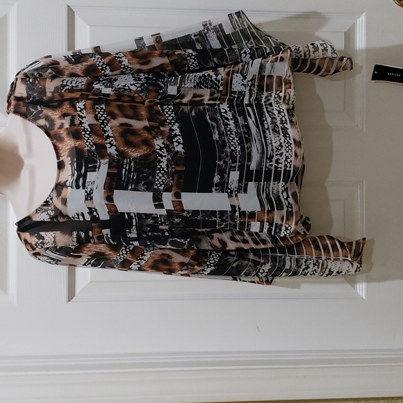 Alfani Women's Small Angel Sleeve Animal Print Top - Picture 1 of 3
